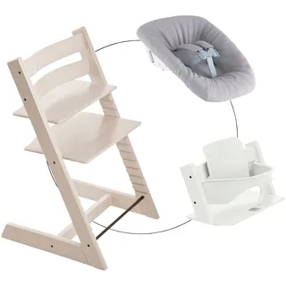 Stokke® TRIPP TRAPP® Bundle Treppenhochstuhl inkl. Newbornset Light Grey & Babyset, weiss