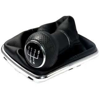 L & P Car Design Schalthebel Schaltsack Schaltknauf Auto f. VW Golf 4 IV Bora m. Chrom Rahmen 23 mm (Set, 1 St., Schaltknauf + Schaltsack + Rahmen), Plug&Play Montage schwarz