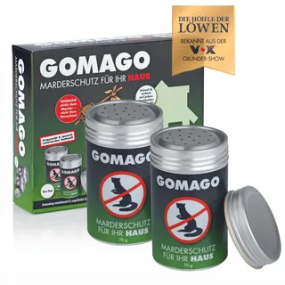 GOMAGO Marderschutz Set für Ihr Haus 2er Set | Zuverlässige und artgerechte Mardervergrämung durch Duftstoff | Alternative zu Marderschreck, Marderspray, Ultraschall u.ä. | Granulat [2 x 70g]