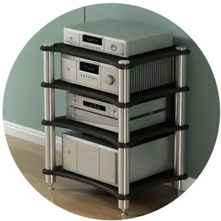HiFi Audio Cabinet 1/2/3/4-Tier MDF HiFi Stand Multifunctional Multi-Layer Cabinet Audio Rack Audio-Visual Room Equipment Cabinet Amplifier Rack (Color : Schwarz, S : 60 * 48 * 85cm(4Tier))