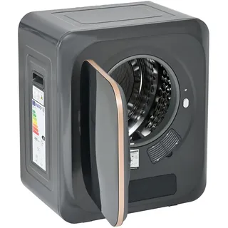 OKWISH Mini Wäschetrockner48x40x57cm 3kg Kompakter Elektrischer Ablufttrockner mit 5 Programmen Wandmontage Überhitzungsschutz Energieeffizient Grau