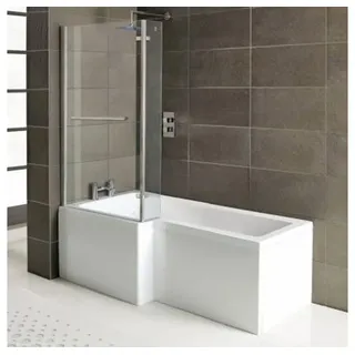 HAK Badewanne Syna Raumsparbadewanne, (Komplettset, 4-tlg), 150x85cm weiß