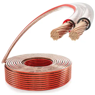 Poppstar 15m Lautsprecherkabel 2x2,5 mm2 (Vollkupfer-Innenleiter OFC 99,99%, PVC Mantel transparent)
