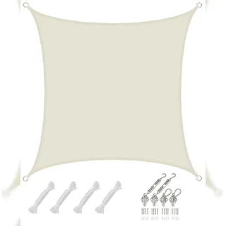 AMANKA 3x3m Sonnensegel Viereckig Wasserdicht - Sonnenschutz Segel Set mit Befestigung