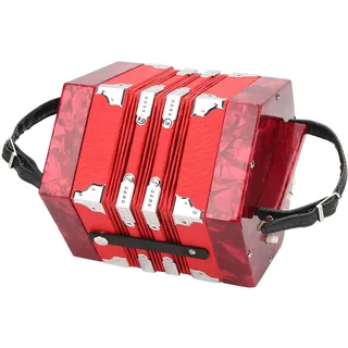 Mxzzand Akkordeon Concertina Instrument mit verstellbarer Handschlaufe für den Außenbereich und für Musik (red)