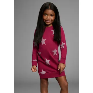 Kidsworld Sweatkleid »Sterne-Allover Kleid für kleine Mädchen« Sweatkleid mit Glitzerdruck rot
