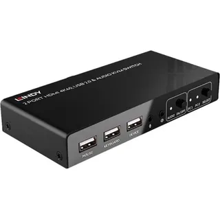 Lindy 2 Port KVM Switch HDMI 4K60, USB 2.0 & Audio