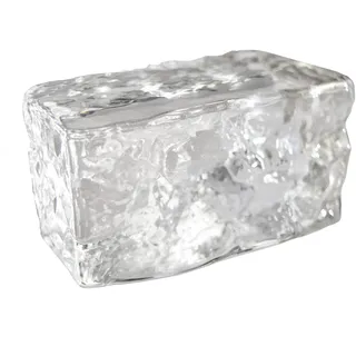 Fuchs Design Crystal Collection, 1x Glasziegel Glasstein Ice glänzend, ca. 10 x 5 x 5 cm, Glasbaustein aus Echtglas