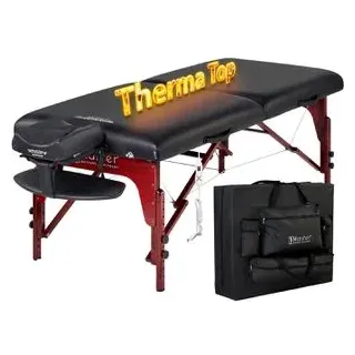 MASTER MASSAGE EQUIPMENT Master Massage Therma Top Mobil Massageliege Kosmetikliege Beheizbar Reiki Klappbar Holz 71cm Schwarz