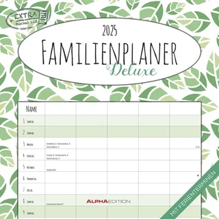 ALPHA EDITION GmbH & Co. KG Familienplaner Deluxe 2025 - Broschürenkalender 30x30 cm (30x60 geöffnet) - Kalender mit Platz für Notizen - 5 Spalten - Bildkalender - Wandkalender