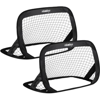 Relaxdays Fußballtor-Set Schwarz 77 x 122 x 83 cm