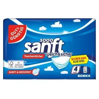 GutundGünstig Taschentücher sooo sanft, 4-lagig, weich und sicher, 6 Päckchen