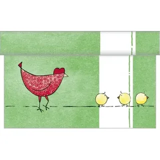 Sovie HOME Tischläufer Tiffy aus Linclass® Airlaid 40 cm x 4,80 m, 1 Stück - Hühner Küken Frühling Ostern
