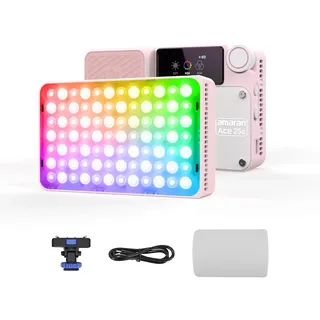 Amaran Ace 25c RGBWW Vollfarb LED Licht, 32W On-Camera Videolicht, 2300K-10000K, 5908 Lux @ 0,5m, USB-C Schnellladung, Magnetische Befestigung, Drahtlose amaran App Steuerung - Pink
