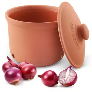 Römertopf Zwiebeltopf MAXI Terrakotta, 2,8 Liter, Ø 21 cm, belüfteter Keramik...
