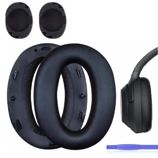 WH-1000XM2 Ersatz-Ohrpolster mit Geräuschisolierung, kompatibel mit Sony WH1000XM2 und Sony MDR-1000X Over-Ear-Kopfhörern, zusätzliche Dicke und Kunststoffstab, Schwarz