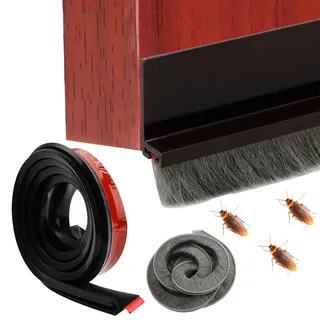 Zugluftstopper Für Türen 100cm, Tür Dichtung Unten, Bürstendichtung Tür, Türbesen Selbstklebend, Türdichtung Bürste, Selbstklebend Türbesen, für Schallschutz, Kälteschutz& Haustür Dichtung (Schwarz)
