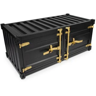 Büttner Couchtisch Coffee Table Wohnzimmertisch Sideboard TV Board Lowboard Bank im Industrial Container Look aus Metall mit Stauraum 120 x 60 x 50 cm - Schwarz/Gold