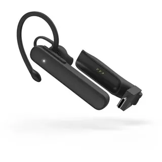 Hama Mono-Bluetooth®-Headset mit Ladestation, kabellos, Multipoint Headset (Echo Noise Cancellation, Sprachsteuerung, Stummschaltung, Google Assistant, Siri, filtert und unterdrückt Umgebungsgeräusche, incl. Ladestation) schwarz