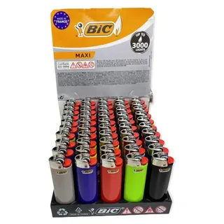 BIC Feuerzeug Maxi J26 Original mit Kindersicherung, Farben sortiert, 10 Stück