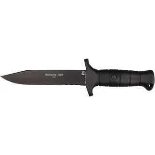 Eickhorn - Outdoormesser | Wolverine Schwarz Welle Professional | Klingenlänge: 17,6cm | Jagdmesser - Arbeitsmesser - Solingen - Messer | rostfrei - feststehend - Survival