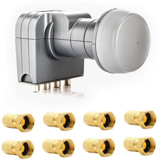 Fuba DEK 417 Quad LNB 4K HDTV UHD mit einem integriertem Quattro Switch für den Direktanschluss von 4 Teilnehmer Receiver mit 8X F-Stecker