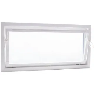 ACO Severin Ahlmann GmbH & Co. KG Kellerfenster Einfachglas ESG Kunststoff Kippfenster weiß, Größe: 80x50cm, wärmeisolierend, Schutzgitter nachrüstbar weiß