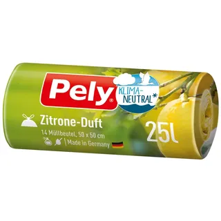 pely-plastic GmbH & Co. KG Pely Zugbandbeutel 25L mit Zitronen Duft klimaneutralisiert 14 Stück
