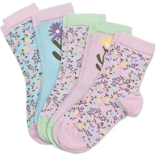 Tchibo - 5 Paar Kinder-Socken - Baby - Gr. 23-26 - hellblau/geblümt