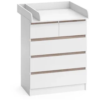 Vicco Wickelkommode Emma, Weiß/Sonoma, 80 x 110.2 cm mit 5 Schubladen,