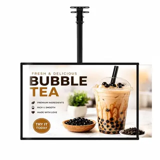 Magnetischer LED-Leuchtkasten Ultradünn leuchttafel mit Teleskopstange | doppelseitig Hängende Plakatwand,Menütafel Backlit Menu Board leuchttisch für Restaurant & Geschäfte, Wandmontage