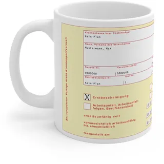 Büro Tassen mit Spruch Arbeit | lustige Krankenschein Tasse personalisierbar