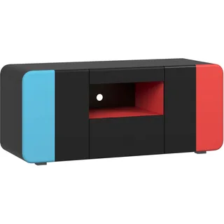 INOSIGN Level Up Gaming-Lowboard 115 x 49 x 42 cm Schwarz/Rot/Blau Holzwerkstoff