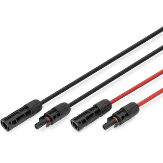 Digitus Solarkabel Verlängerung 10m, 6mm2, PV-Kabel 1500V DC, UV-beständig & wetterfest, 2 Kabel, 1x Schwarz, 1x Rot