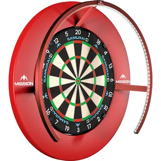 Mission Darts TOR270 Torus 270 | Dartboard LED-Beleuchtungssystem mit einfachem Zugangsbereich für unbegrenztes Spiel, sandgestrahlt, schwarz (Metallisch Rot, USB)