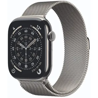 GPS + Cellular 46mm Natural Titanium Natural Milanese Loop S/M