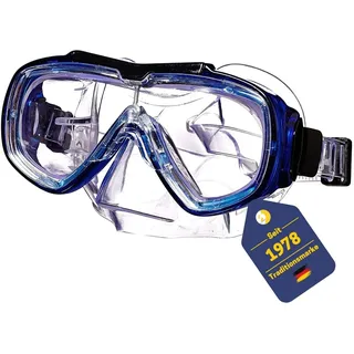 BEST SPORTING Tauchmaske Stingray I Schwimmbrille mit UV-Schutz I Salzwasserresistentes Kopfband I Farbe Blau I Hochwertige Schnorchelbrille, Tauchbrille