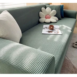 Stretch Sofa überzug für Sofabezug L Form und Sofa 1, 2, 3, 4 Sitzer, Anti-Slip Sofa überzug L Form 360° Polsterbezug für Eckcouch, Sofaschutz, Couchbezug, Polsterbezug, waschbar ( Color : Grün , Size