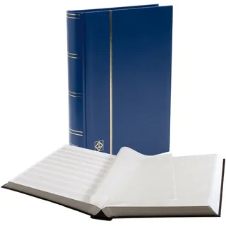Leuchtturm 327876 Briefmarken-Sammel-Album - Einsteckbuch Basic - 64 weiße DIN A4-Seiten - unwattierter, Blauer Einband