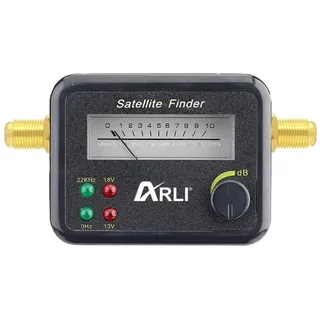 ARLI Satfinder – Digitaler Satelliten Finder mit vergoldeten Anschlüssen Pegelanzeige Signalton Sat-Messgerät für exakte Antennenausrichtung Camping Wohnwagen