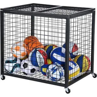 Vevor Ballwagen Rollwagen 850 x 675 x 825 mm Sportbällen, Abschließbarer Basketballkäfig Ballkäfig, Sportausrüstung für den Innen- und Außenbereich, Rollbar Aufbewahrungswagen aus Stahl für Garagen