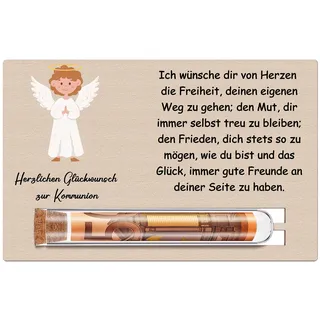 Otuuz Kommunion Geldgeschenk Kommunion Geschenk für Mädchen Junge Holz Kommunion Karte und Reagenzglas Holz Geldgeschenk zur Erstkommunion Geld Geschenkverpackung Set für Kinder