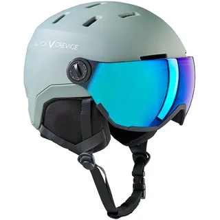 BLACK CREVICE Skihelm Wengen I Skihelm mit Visier aus Polycarbonat I Herren & Damen I Leichte Double-Inmould-Technologie I Atmungsaktiver Ski-Helm I Größenverstellbar (Army Green, S)