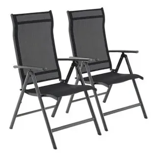 Songmics Gartenstuhl 2er Set Schwarz