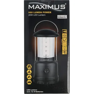 Maximus 20W LED Camping Leuchte max. 680 Lumen mit Dimmschalter, für 3X Mono D LR20 Batterien M-LNT-200