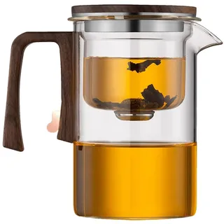 Wassertrennung Glas-Teekanne Mit Holzgriff, Witchcrafts Teapot, Transparente Hitzebeständige Magische Teekanne, Drucksteuerung Teekanne, Teekanne Mit Siebeinsatz, Magische Teekanne