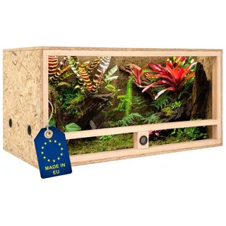Ita Terrarium Holz 100 x 50 x 50 cm Beige/Braun mit Seitenbelüftung und Hygrometer