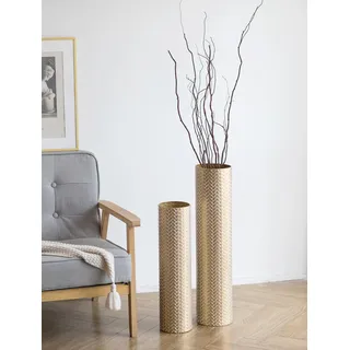 Sziqiqi Vase Groß für Boden Gold: Extra Große Bodenvase für Wohnzimmer 70/55 cm - Metall Gross Blumenvase für Pampasgras - Dekorative Bodenvasen XXL für Schlafzimmer Büro Flur Ecke