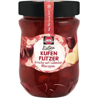 Schwartau Extra Kufenflitzer Kirsche mit Lübecker Marzipan, Winterkonfitüre, 340 g Glas