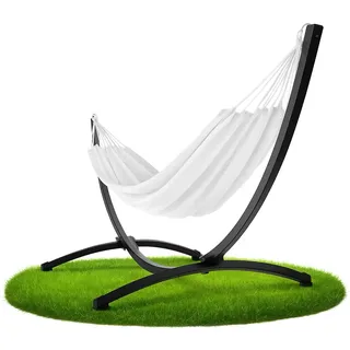 ZOLTA Hängemattengestell Für Garten und Balkon - Hängematte Outdoor Gestell - Gestell für hängematte 2 Personen - Maximale Belastung 220 kg - Stahl - 128 5 x 350 cm - Schwarz